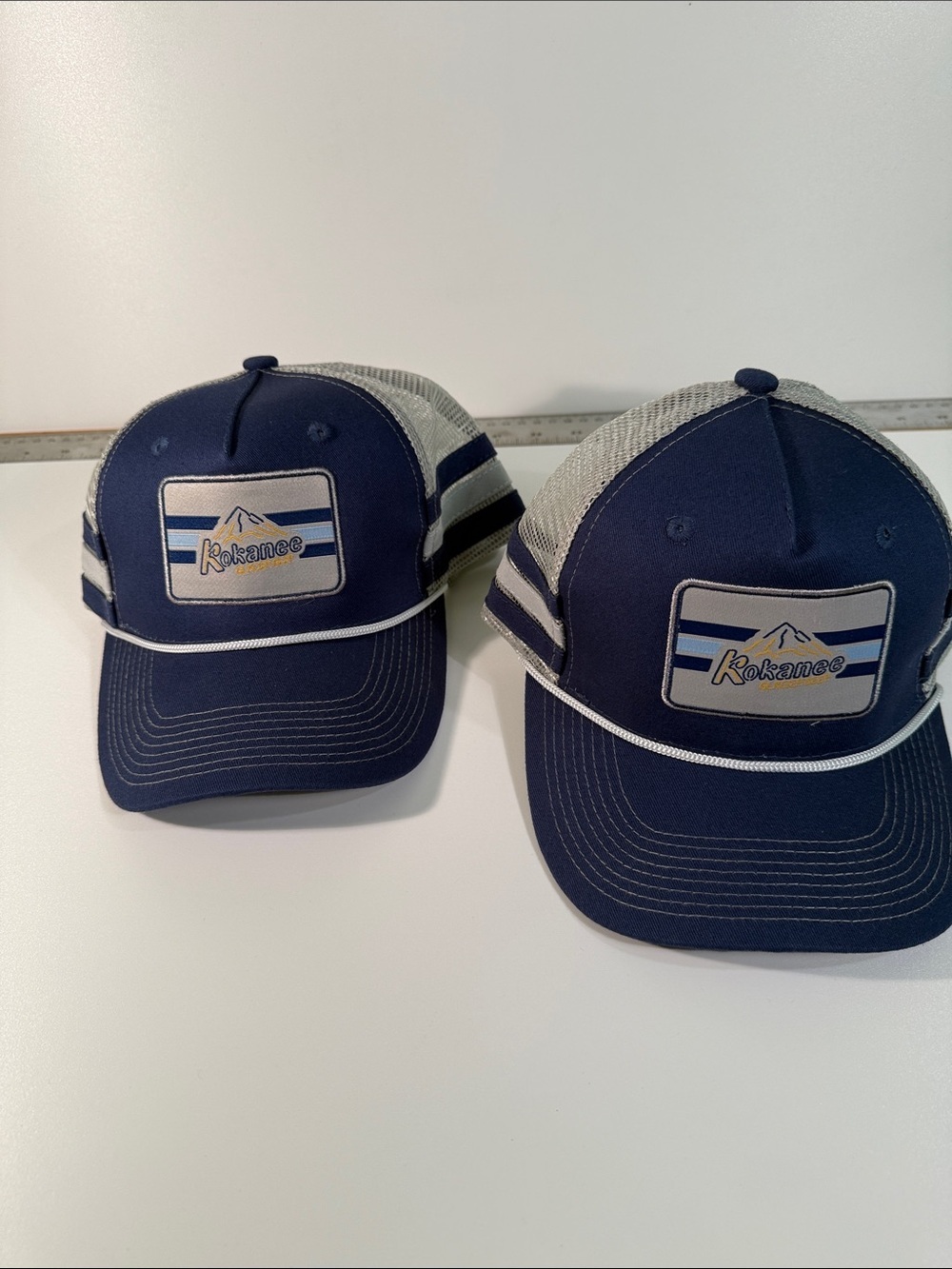 Kokanee Navy and Gray Trucker Hat - Patch Logo - new - 2 hats